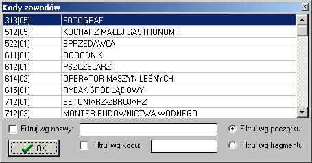 Nie trzeba wtedy wpisywać kodów zawodu ani jego nazwy czy też numer NIP i REGON dla ośrodka praktycznej nauki zawodu ucznia należy wybrać z listy i automatycznie dane zostaną przepisane w odpowiednie