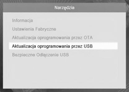 Ustawienia fabryczne Przejdź do menu Narzędzia i wciśnij przycisk OK.