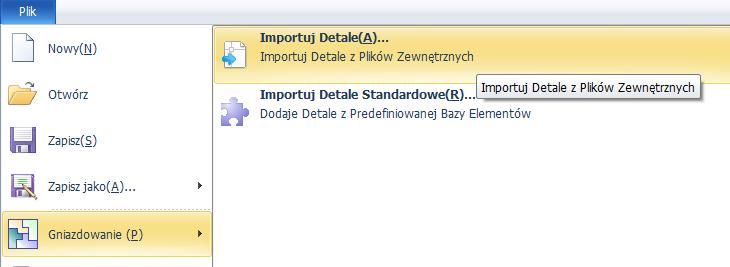 Automatycze układanie elementów na arkuszu.