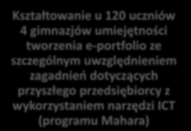 nauczania uczenia się i narzędzi ICT Kształtowanie u 120 uczniów 4 gimnazjów umiejętności tworzenia e-portfolio ze