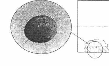 Rys. 3. Dna komór cienkościennych. Pęknięcia denek i spoin [8] Fig. 3. The areas of bottoms of thin-walled chambers.