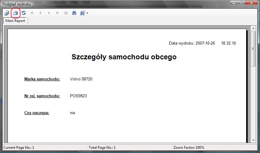 IV. Szczegóły W tabelka z listami wizyt gości, wjazdów/wyjazdów samochodów możesz oglądać okno szczegółów dla każdego wiersza, wystarczy kliknąć dwa razy na wierszu, bądź kliknąć na ikonę u góry