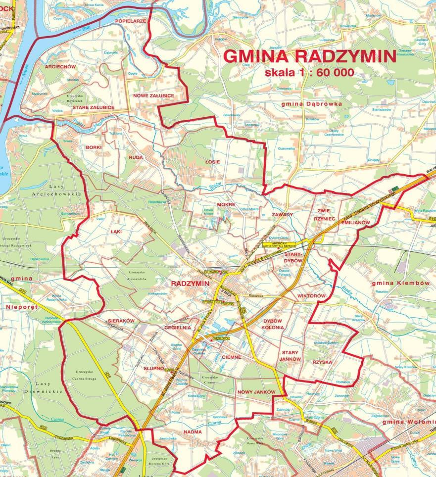 Rysunek 6-1. Usytuowanie Projektu w otoczeniu lokalnym Źródło: własne Warunki geologiczne Obszar Gminy Radzymin pod względem budowy geologicznej jest dosyć zróżnicowany.