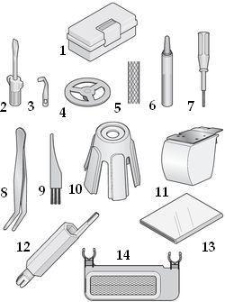 5 Wymiary maszyny: Szerokość: 332 mm Długość: 447 mm Wysokość: 340 mm Waga 10,0 kg TABELA ŚCIEGÓW