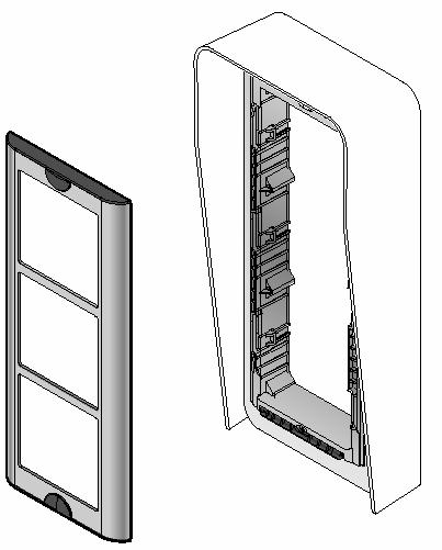 OBUDOWA NATYNKOWA Z DASZKIEM NR REF. 1145/312 Element ten jest w komplecie wraz z uchwytem modułów oraz ramką frontową, nie jest wymagana również puszka podtynkowa.