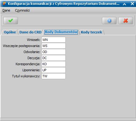 Uwaga! Odznaczenie jednej z opcji spowoduje, że dokumenty powiązane z odznaczonym modułem nie będą przesyłane do CRD.