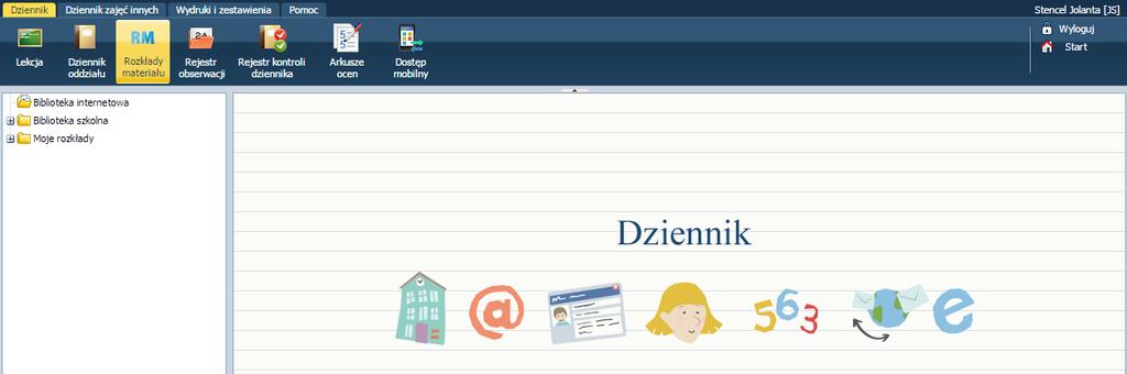 Korzystanie z rozkładów materiału 49 Korzystanie z rozkładów materiału Podstawowym obowiązkiem każdego nauczyciela określonego przedmiotu jest pełna realizacja przyjętego w danej szkole programu