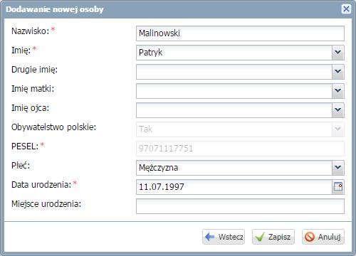 Prowadzenie dziennika zajęć innych 55 5. Zaznacz wybranych uczniów i kliknij przycisk. 6. Skompletuj listę uczniów i kliknij przycisk Zapisz.