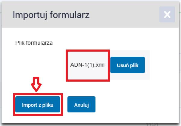 krokiem będzie wybranie przycisku Import z pliku (po