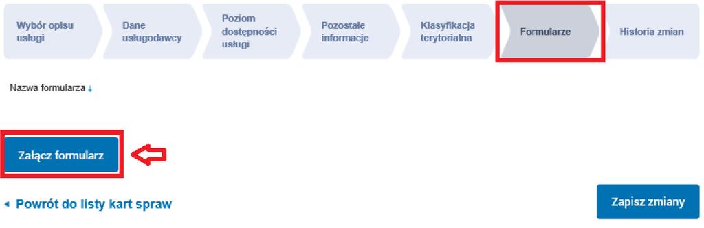 Karty spraw, a następnie rozwijamy dostępne menu pod ikoną trójkącika przy usłudze zbieg