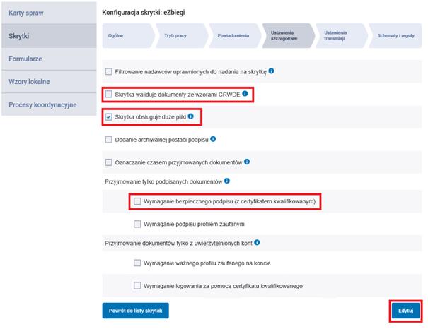 Krok 2 Wybieramy z menu Ustawienia szczegółowe a następnie klikamy przycisk Edytuj.