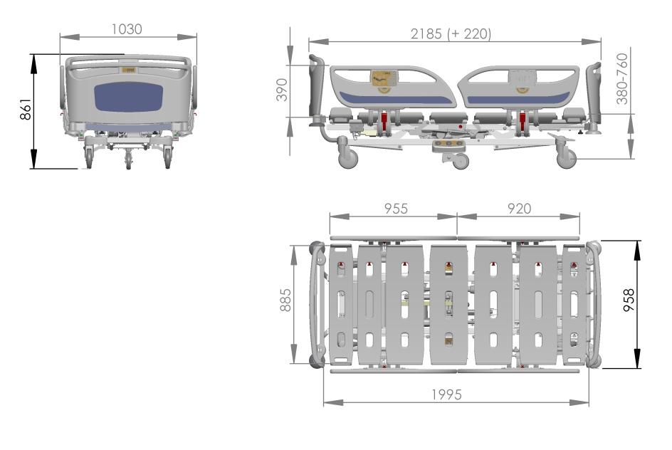 wysokość 1995 x 885 mm 1970 x 870 x 120 to 150 mm 794 mm 240 mm 292 mm 574 mm 2185 [T20-2175] x 958 mm 1030mm