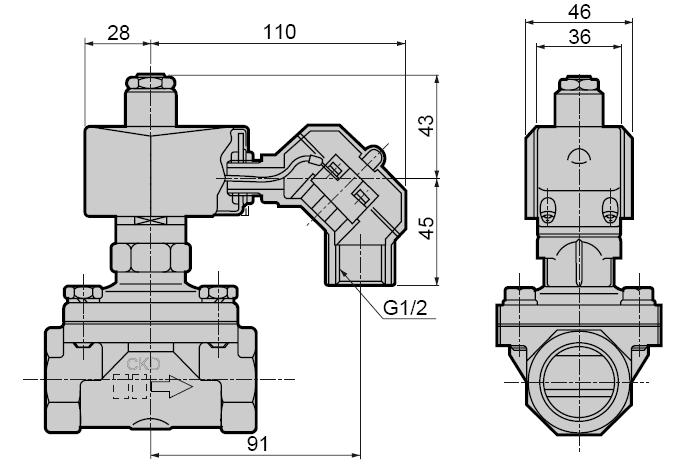 Korpus BC6(SCS13) brąz (stal nierdzewna) WYMIARY Model A C D E F G ADK12-15G-*3A 71 14.5 91.