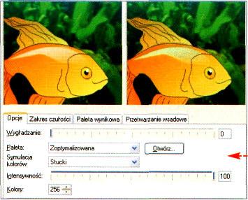 Z menu Plik wybieramy wic Eksportuj. Wpisujemy nazw pliku i wybieramy format. 24 Pojawia si okno z ustawieniami kolorów.