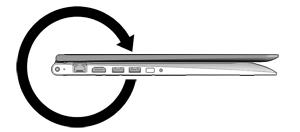 Komputer może działać jak klasyczny notebook, a dodatkowo wyświetlacz można obrócić tak, aby komputer przekształcił się w podstawkę multimedialną lub tablet.