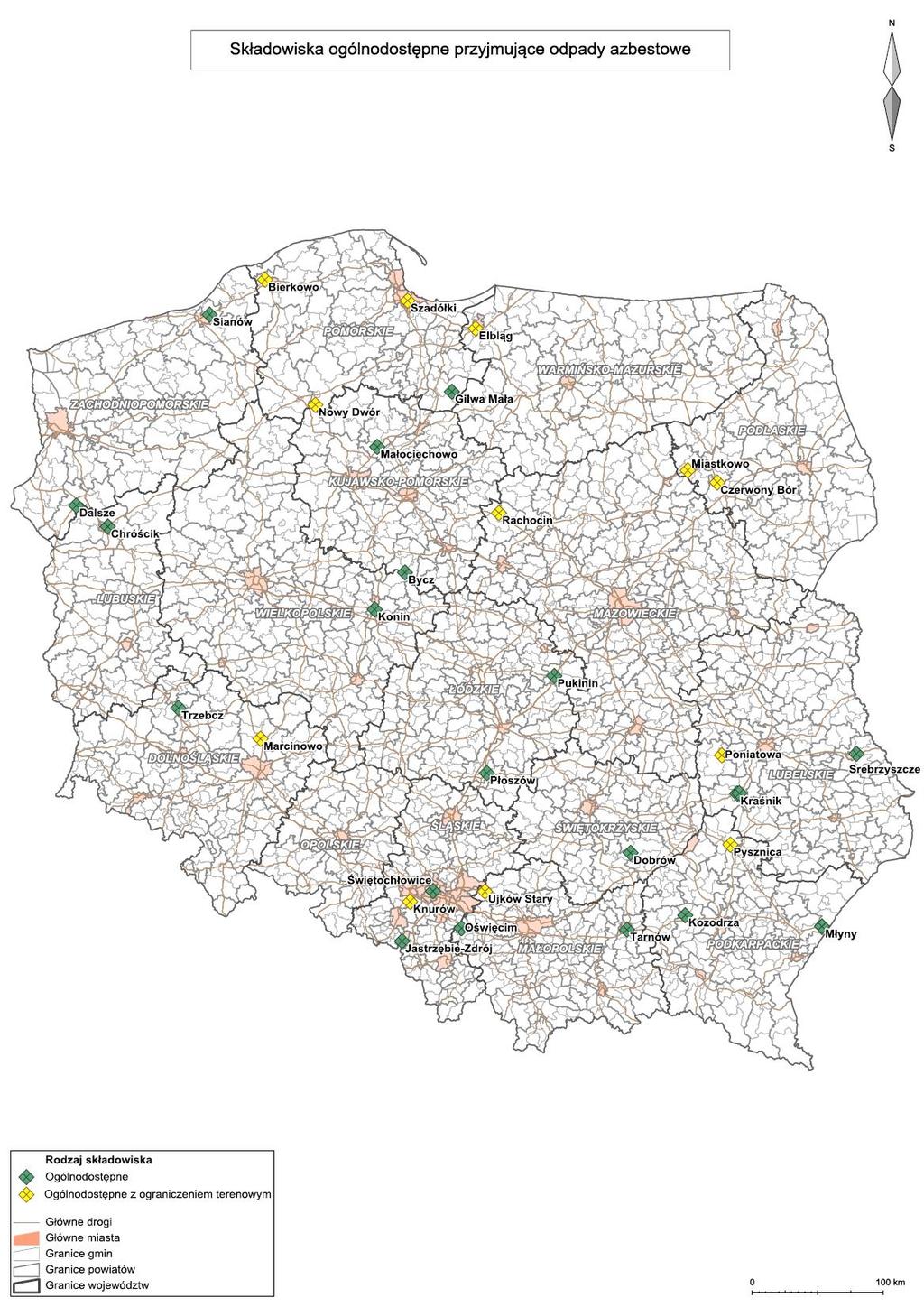 Mapa nr 3 Rozmieszczenie składowisk