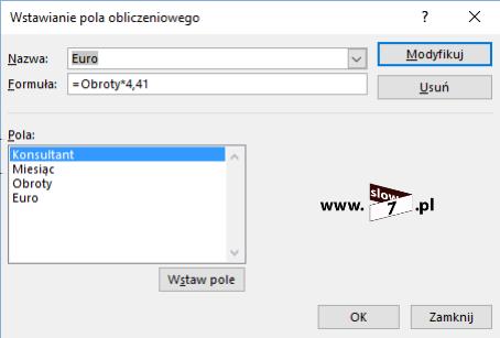 38 (Pobrane z slow7.pl) elementu w zależności od zamiaru klikamy przycisk Modyfikuj bądź Usuń. Dodatkowo aby ułatwić sobie reprezentację danych możemy zdecydować się na zastosowanie tzw.