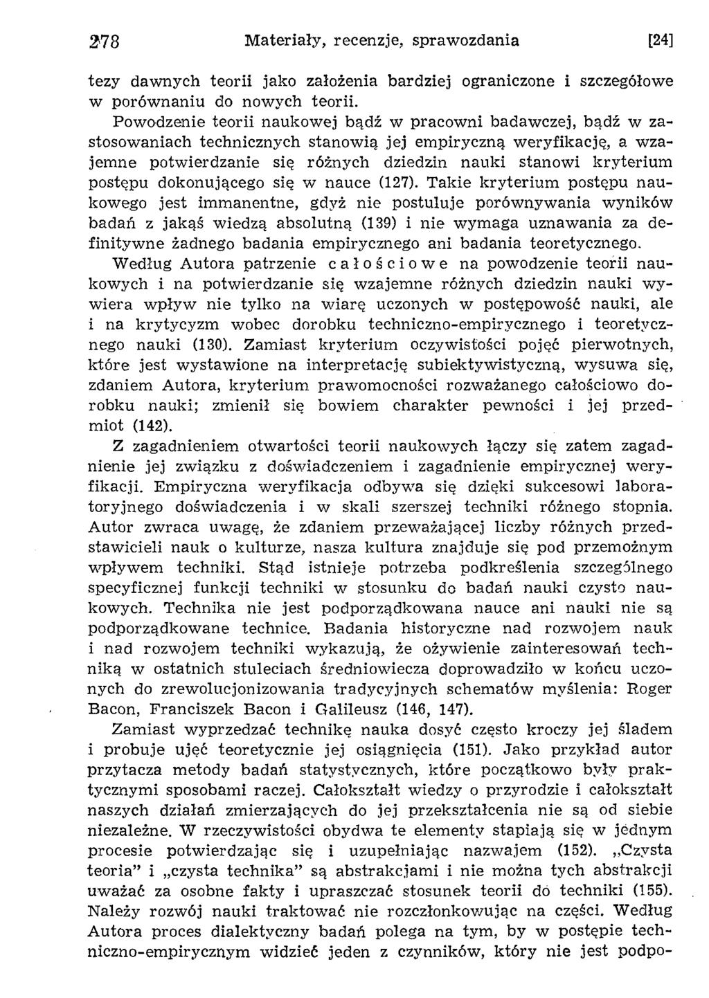 M ateriały, recenzje, spraw ozdania [24] tezy daw nych teorii jako założenia bardziej ograniczone i szczegółow e w porów naniu do now ych teorii.