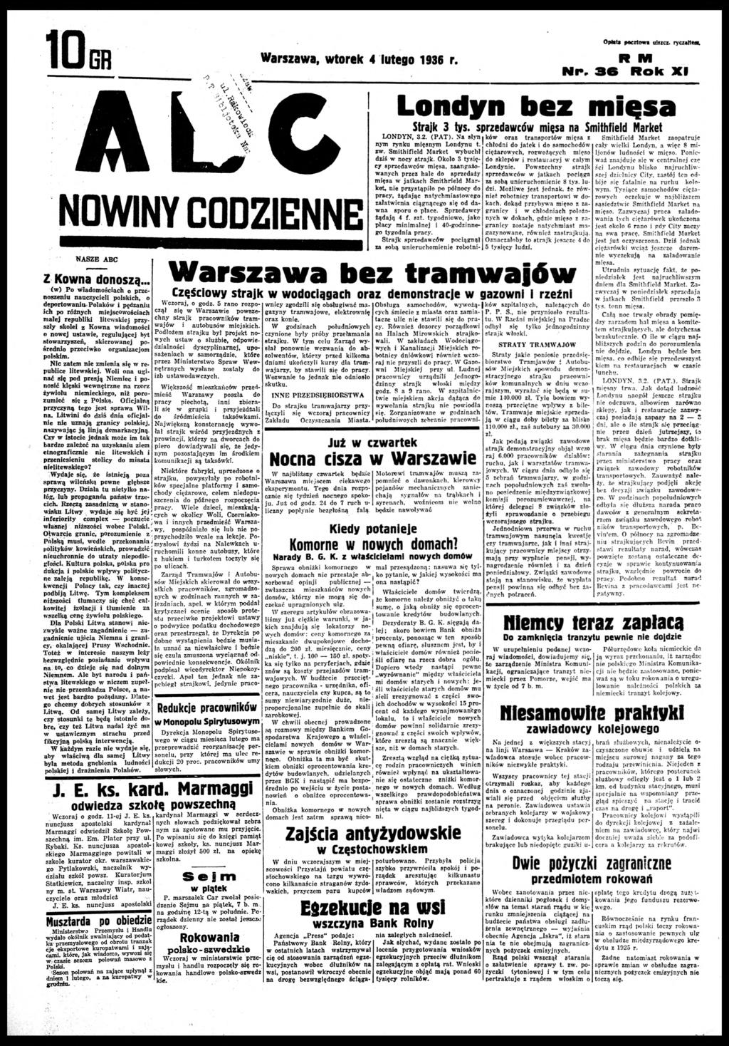 Ołt t J łt W, t 4 lt 1 9 3 6 N 3 6 R M R XI L b ę Stj 3 t ó ę Stfl Mt NOWINY CODZIENNE NSZE BC Z K ą LONDYN, 32 (P T ) N łń ę L t Stfl Mt bł ś tj Oł 3 tę ó ę, ż l ę jt S tl M t, tął ół, żąją tt łt ąą