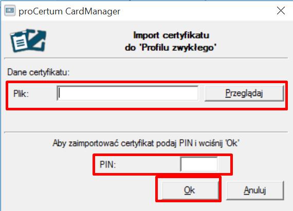 karty i kliknąć "OK" 11.