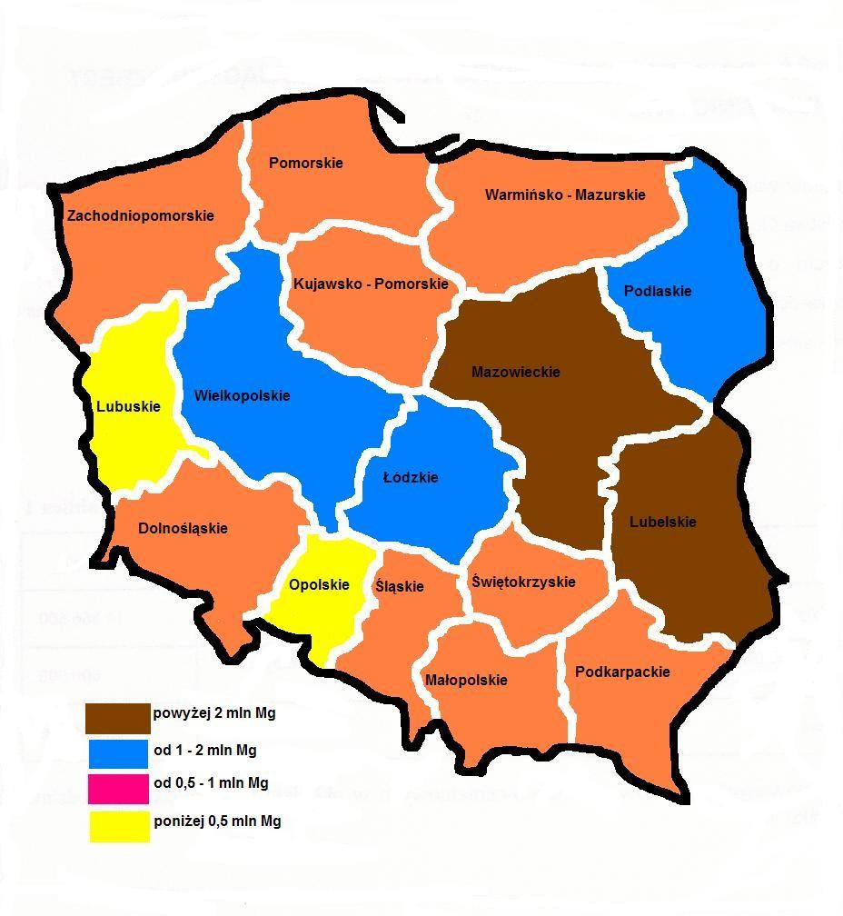 Tabela nr 1 Przewidywana ilość wyrobów zawierających azbest w układzie wojewódzkim LP WOJEWÓDZTWO ILOŚĆ ODPADÓW [ MG] 1 2 3 1 Dolnośląskie 576.600 2 Kujawsko - pomorskie 791.640 3 Lubelskie 2.209.