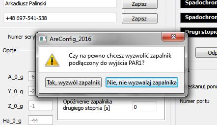 pusta plastikowa butelka do której zapalnik zostanie włożony. Aby rozkazać Arecorderowi wyzwolić zapalnik, należy kliknąć przycisk Odpal obok etykiety wybranego zapalnika.