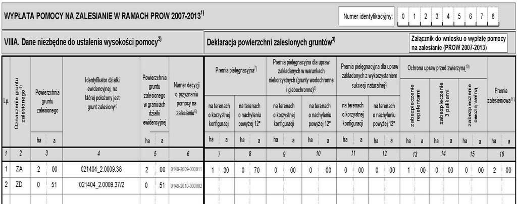 Rolnik w ramach PROW na lata 2007-2013, posiada dwa zobowiązania zalesieniowe, w ramach których: na działce ewidencyjnej nr 021404_2.0009.