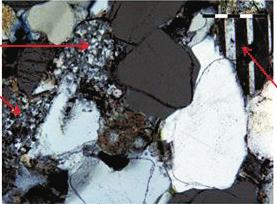 2 mm quartzite kwarcyt iron-silica-clay cementation spoiwo ilasto-krzemionkowo- elaziste 0.2 mm plagioclase plagioklaz chalcedony-rich rock ( chalcedonite ) chalcedonit 0.2 mm Fig. 9.