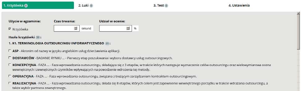 Moduł wykładowcy Należy podać warunek dla przynajmniej jednej dyscypliny (ranking, komunikacja lub dodatkowe punkty) oraz przyznawaną ocenę.