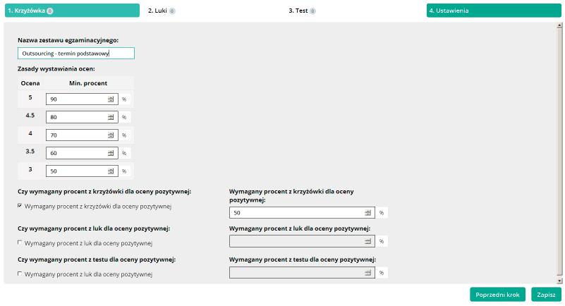 System dydaktyczny E-NAUKA 7.2. P Parametryzacja polega na określaniu zasady wystawiania ocen.