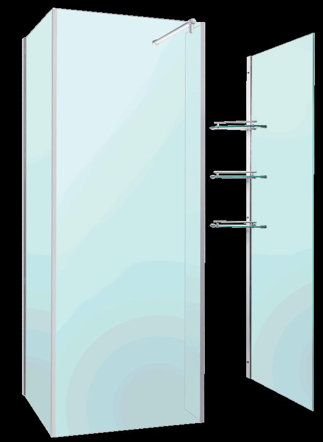 lewostronny Szkło: 8 mm, hartowane Profil: aluminiowy, chrom KABINA NATRYSKOWA WALK-IN Wymiary:140 x 80 x 203 cm montaż: