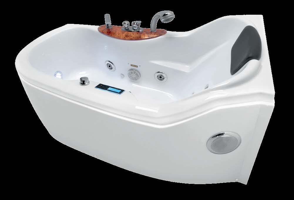 massage: air pump, 8 jets in the bottom of the bathtub control: electronic