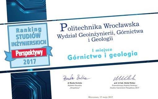 Faculty of Geoengineering, Mining and Geology Wydział Geoinżynierii, Górnictwa i Geologii The best in