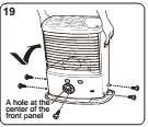 Załóż tylną obudowę i pokrętło regulacji spalania z powrotem. Ustaw kolumnę spalania, zbiornik paliwa i włóż baterie. Zamontuj kratkę ochronną.