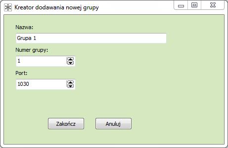 Nazwa wyświetlana nazwa grupy Numer grupy numer grupy według numeracji w IB System IP Port należy wpisać numer portu do komunikacji przydzielony danej grupie w IB