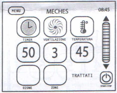 Przyciskając któryś z przycisków (czas, nawiew, temperatura) można zmienić parametry. Przyciskając OZON można włączyć lub wyłączyć tę funkcję.