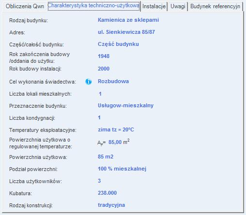 Certyfikat 11.2.1.3 Zakładka Charakterystyka techniczno-użytkowa Rys 422.