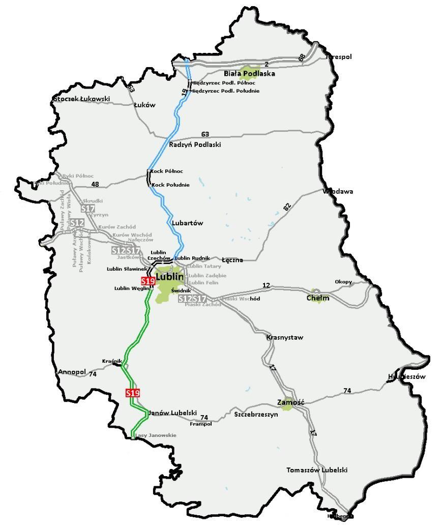 Via Carpatia w woj. lubelskim W przygotowaniu 105,2 km gr. woj. lubelskiego - Międzyrzec Podlaski Obw.