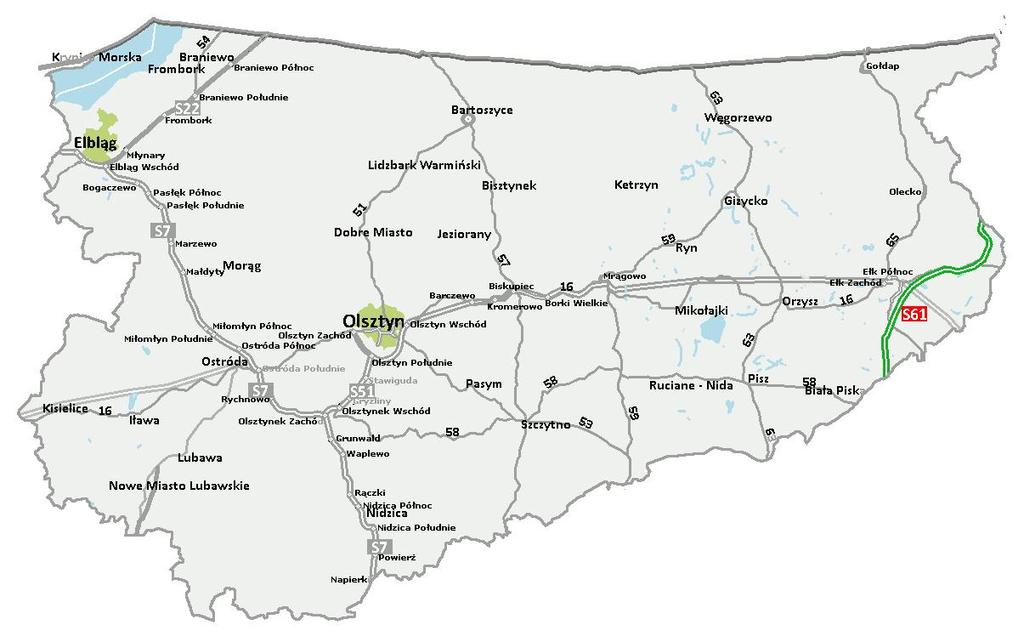 Via Carpatia w woj. warmińsko-mazurskim Łącznie trasa osiągnie 43,1 km W przetargu 43,1 km w.