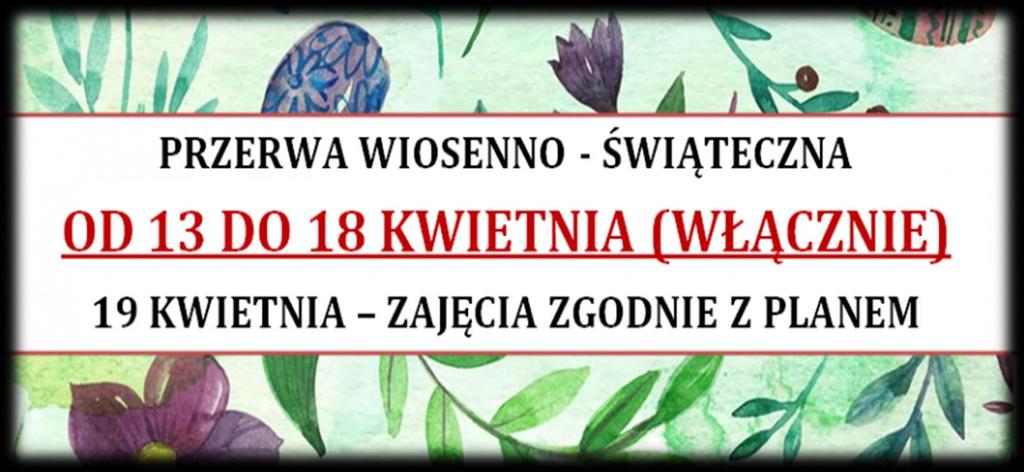 PRZYPOMINAMY Biuro GUTW będzie nieczynne w dniach: 14 kwietnia (piątek), 18 kwietnia (wtorek) WYKŁADY W NADCHODZĄCYM TYGODNIU ŚRODA, 19 kwietnia (AULA) godz.