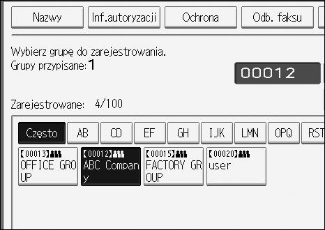 Rejestrowanie adresów i uåytkowników za pomocà funkcji skanera D Sprawdä, czy wybrana zostaâa opcja [Zarejestruj/Zmieñ]. E Wybierz nazwê do usuniêcia z grupy.