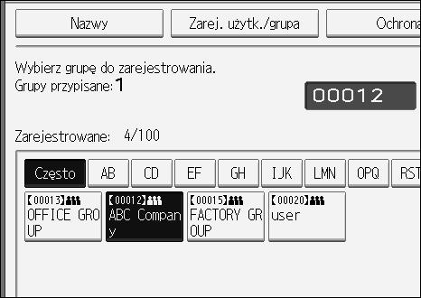 Rejestrowanie nazw w grupie E Wybierz grupê, z której chcesz usunàæ. Naciãnij przycisk grupy lub wprowadä zarejestrowany numer za pomocà przycisków numerycznych.