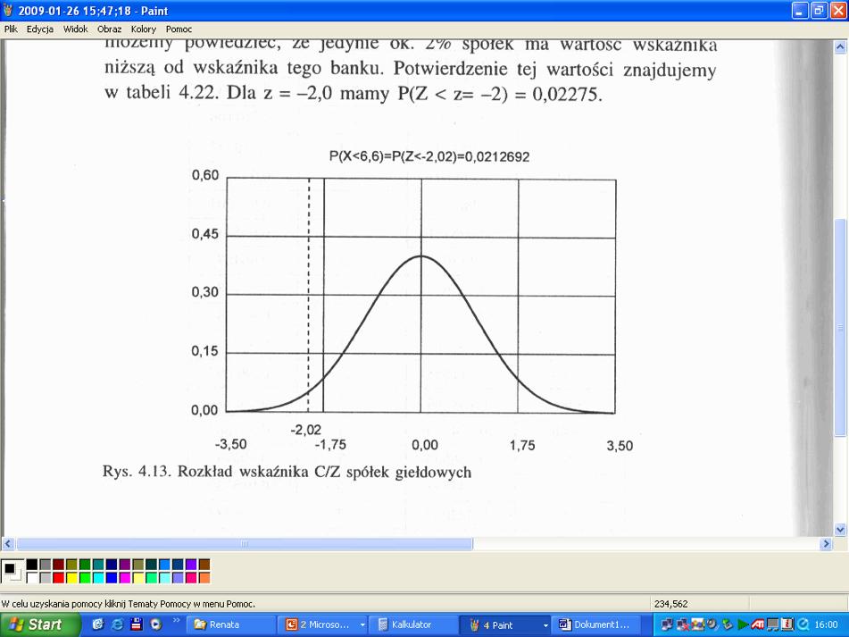 Odpowiedź: Zadanie 3 Z = (6,6-16,9)/5,1= -2,02, co oznacza, że C/Z tej spółki odchyla się od średniej wartości wskaźnika dla wszystkich spółek giełdowych o 2 S na lewo.