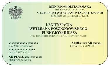 Wzór nr 44 do 22 WZÓR LEGITYMACJI WETERANA POSZKODOWANEGO-FUNKCJONARIUSZA Wzór graficzny str. 1 str.