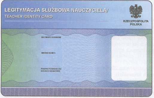 LEGITYMACJA S U BOWA NAUCZYCIELA Strona 1 Strona 2 Wzór nr 56 do 27 1.