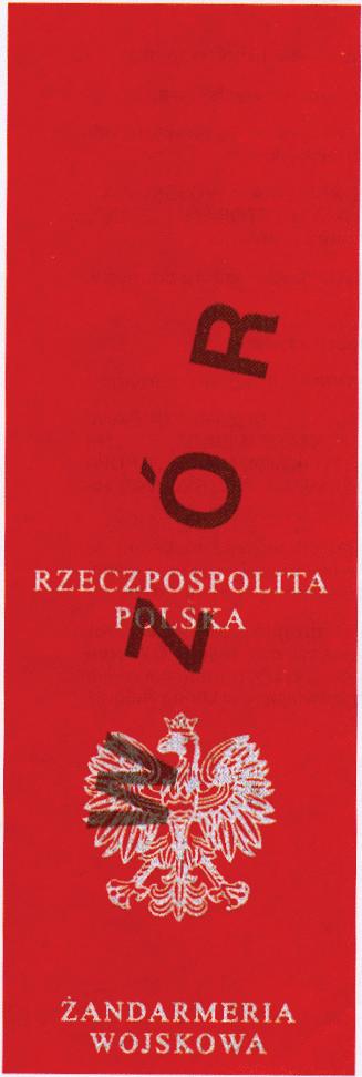 LEGITYMACJA O NIERZA ZAWODOWEGO ANDARMERII WOJSKOWEJ Wzór nr 7 do 18 Cz zewn trzna legitymacji ołnierza zawodowego: okładka wykonana ze sztucznego tworzywa w kolorze amarantowym ze srebrnymi