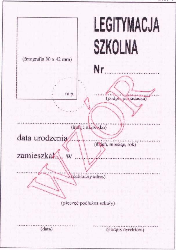 LEGITYMACJA SZKOLNA DLA UCZNIÓW I S UCHACZY