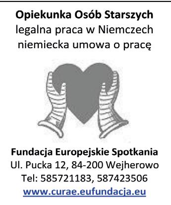 redakcja@pulswejherowa.pl 2 kwietnia 2015 NIERUCHOMOŚCI Kupię mieszkanie dwupokojowe na parterze, na Os. Harcerskim lub na Tysiąclecia. Tel. 531 661 915 Sprzedam działkę ogrodową 391 m kw.