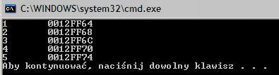 int main() int tab[5]=1,2,3,4,5; int *wsk; wsk=tab;