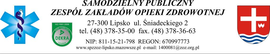 Znak Sprawy: ZP/10/2014 Lipsko dnia 30.09.2014 r. Adres strony internetowej, na której Zamawiający udostępnia Specyfikację Istotnych Warunków Zamówienia: www.spzzoz-lipsko.mazowsze.